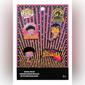Jimi Hendrix FUNKO POP! 4PK PIN SET FLAMING GUITAR Black Light Collectors NIP